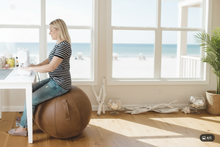 Load image into Gallery viewer, - Saddlebag Brown Leather Sitting ball chair w/handle