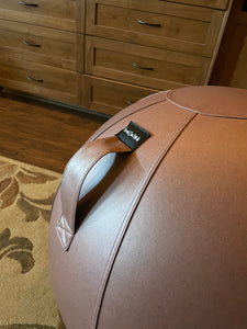 - Saddlebag Brown Leather Sitting ball chair w/handle