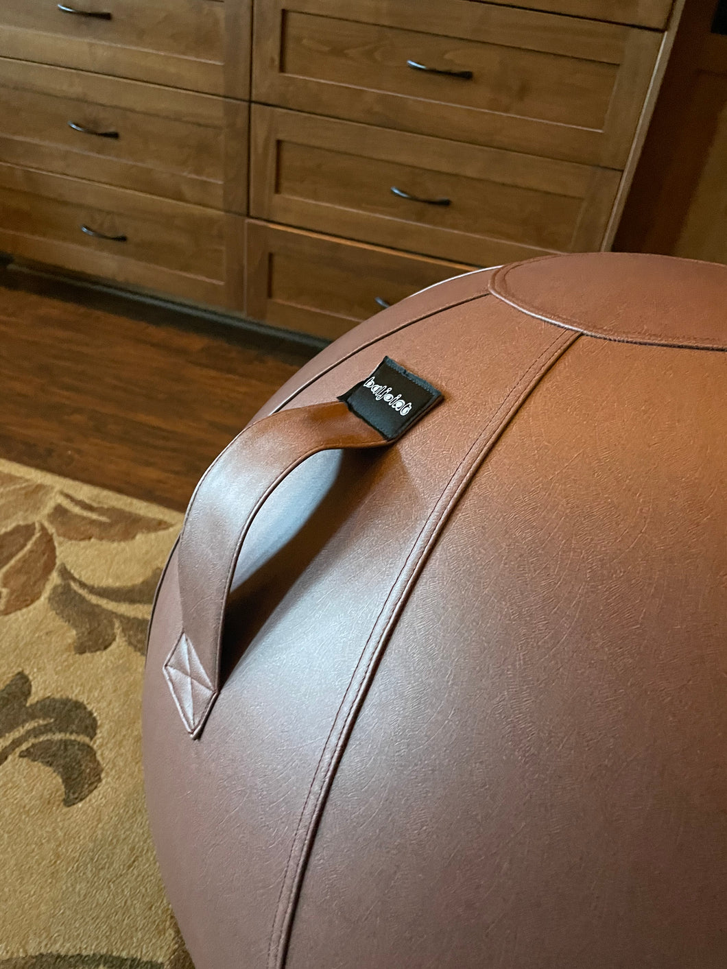 - Saddlebag Brown Leather Sitting ball chair w/handle
