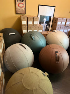Apricot Leather Sitting Chair ball w/handle